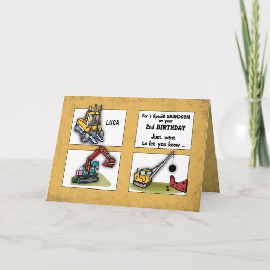 Carte Le 2ème anniversaire de petit-fils personnalisent (Devant)