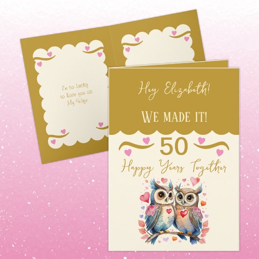 Carte Le 50e anniversaire de la femme doit or rose