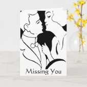 Carte Le baiser "Tu me manques" monochrome rétro romanti (Fleur jaune)