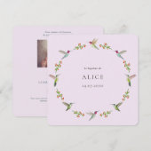 Carte Le baptême des colibris d'Anna avec photo (Devant / Derrière)