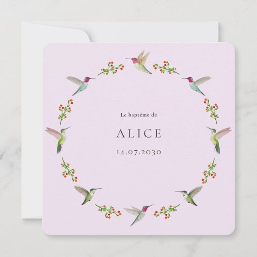 Carte Le baptême des colibris d'Anna avec photo (Devant)