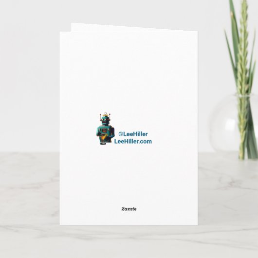 Carte Le barman robotique futuriste "secoué ou fatigué" (Dos)