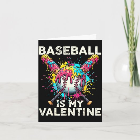 Carte Le baseball est mon glace de la Saint-Valentin qui (Devant)