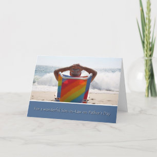 Carte Le beau-fils de fête des pères, plage d'océan,
