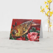 Carte Le bel oiseau avec s'est levé (Fleur jaune)