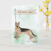 Carte Le berger allemand se sent mieux après la chirurgi (Fleur jaune)