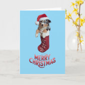 Carte Le berger australien Christmas Stocking (Fleur jaune)