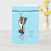 Carte Le berger australien Hang in There Encouragement (Fleur jaune)