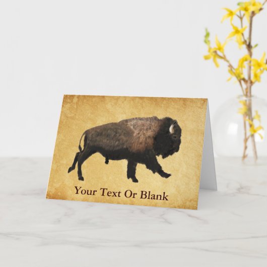 Carte Le Bison De Galage Sur Papier Ancien (Fleur jaune)