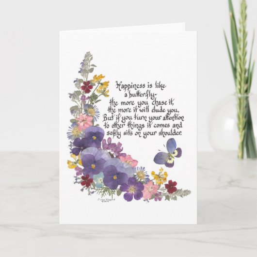 Carte Le bonheur est comme un papillon (Devant)