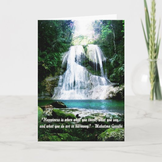 Carte Le bonheur est… photo de cascade avec la citation (Devant)