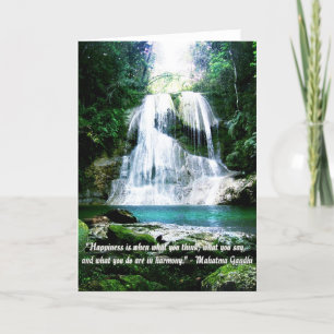 Carte Le bonheur est… photo de cascade avec la citation