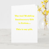 Carte Le cadeau du 2e anniversaire de mariage est en cot (Fleur jaune)