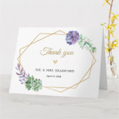 Carte Le cadre géométrique d'or pourpre de succulents (Fleur jaune)