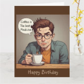 Carte Le café est la meilleure médecine (Fleur jaune)