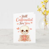 Carte Le café est mon squelette de la Saint-Valentin Caf (Fleur jaune)