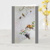 Carte Le canard Mandarin sur la scène de la neige, Watan (Fleur jaune)