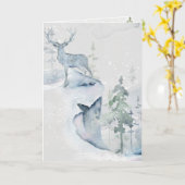 Carte Le cerf d'aquarelle sur la falaise (Fleur jaune)