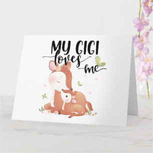 Carte Le cerf de bois Doe et le bébé Fawn Mon Gigi m'aim