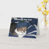 Carte Le chat au bonnet de tricot n'est pas amusé (Fleur jaune)