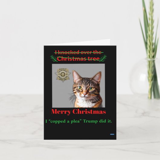 Carte Le Chat Frappe Sur L'Arbre De Noël (Devant)