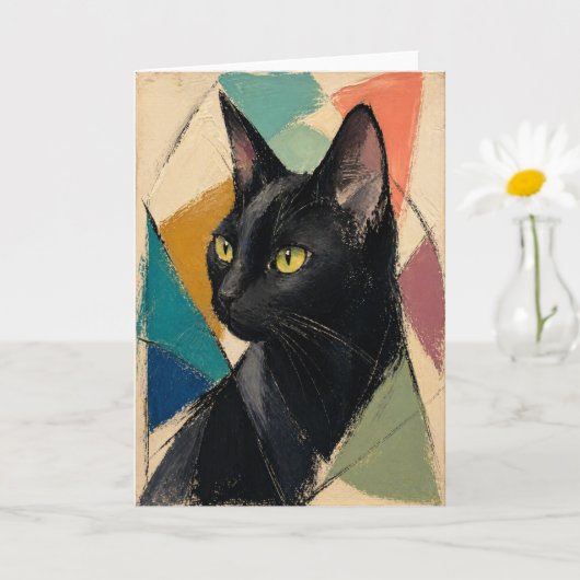 Carte Le Chat Noir Abstrait (Petite plante)