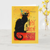 Carte Le Chat Noir Joyeux Anniversaire (Fleur jaune)