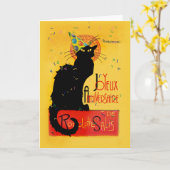 Carte Le Chat Noir - Joyeux Anniversaire (Fleur jaune)