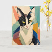 Carte Le Chat Smoking Artistique (Fleur jaune)