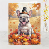 Carte Le Chien À Balle Français En Automne Laisse L'Art  (Fleur jaune)