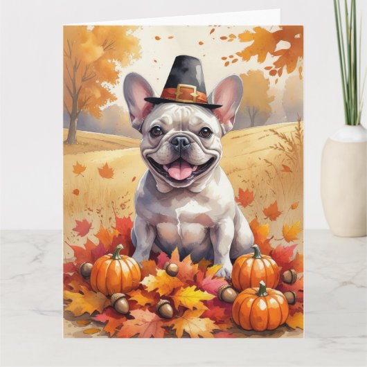 Carte Le Chien À Balle Français En Automne Laisse L'Art  (Devant)