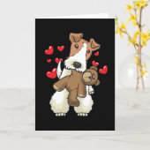 Carte Le chien À poils durs de Fox Terrier avec un anima (Fleur jaune)
