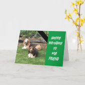 CARTE *LE CHIEN DIT DE SORTIR ET DE VOUS CÉLÉBRER" (Fleur jaune)