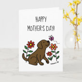 Carte Le chocolat Labrador et la Fête des Mères Vertes (Fleur jaune)