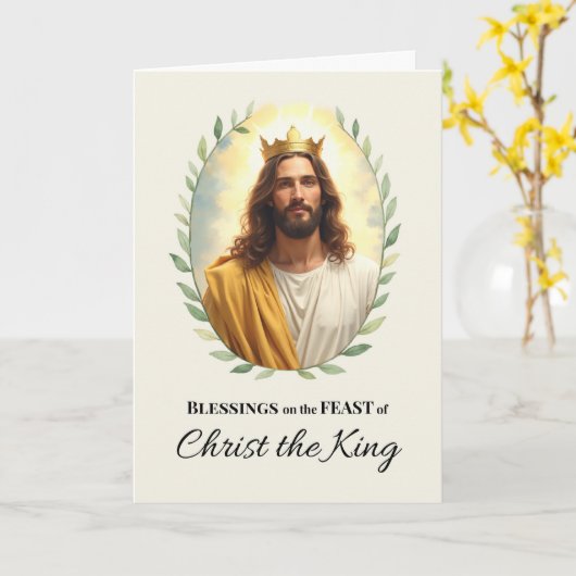 Carte Le Christ le Roi Fête Bénédiction Jour Fête Léonor (Fleur jaune)