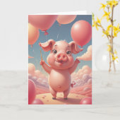 Carte Le cochon voit l'avenir (Fleur jaune)
