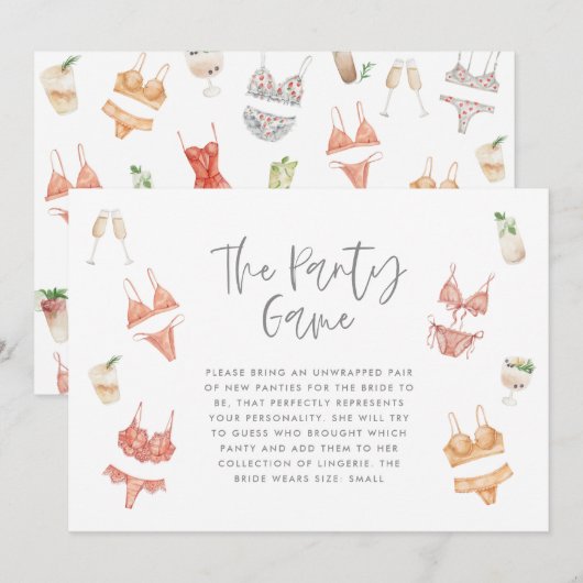 Carte Le cocktail de champagne de lingerie de jeu (Devant / Derrière)