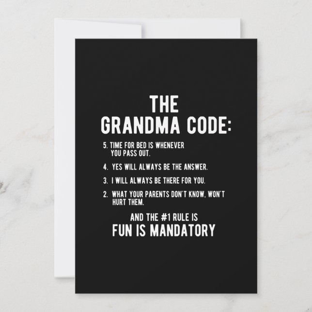 Carte Le code de grand-mère | Le divertissement est obli (Devant)