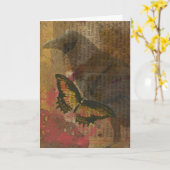 Carte Le Collage Raven Grunge (Fleur jaune)