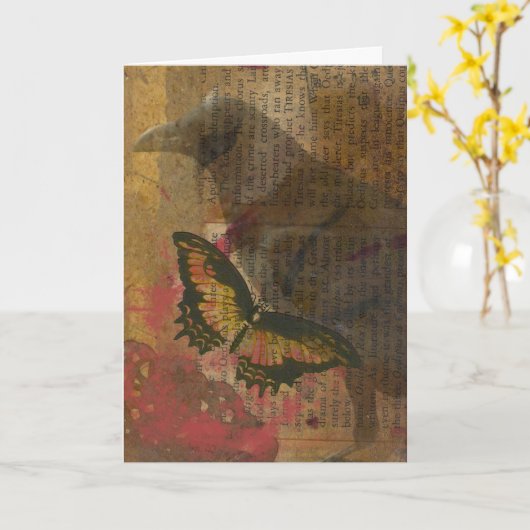 Carte Le Collage Raven Grunge (Fleur jaune)