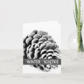 Carte Le cône de pin blanc noir Joyeux solstice d'hiver (Devant)