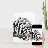 Carte Le cône de pin blanc noir Joyeux solstice d'hiver