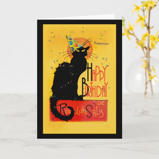 Carte Le Conversation Noir Joyeux anniversaire (Fleur jaune)