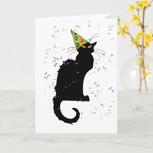 Carte Le Conversation Noir Joyeux anniversaire (Fleur jaune)