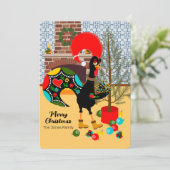Carte Le coq portugais et les lumières de Noël (Debout devant)