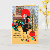 Carte Le coq portugais et les lumières de Noël (Fleur jaune)