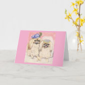 Carte Le couple Pekingese (Fleur jaune)