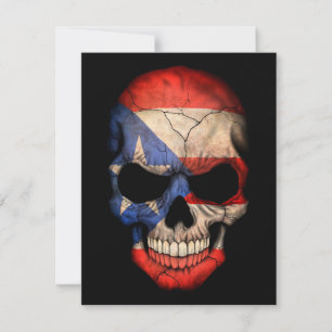 Carte Le crâne du drapeau portoricain en noir