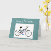Carte Le cycle de vélo de salutation d'anniversaire, (Fleur jaune)