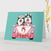 Carte Le design Mariage de Siberian Husky (Fleur jaune)